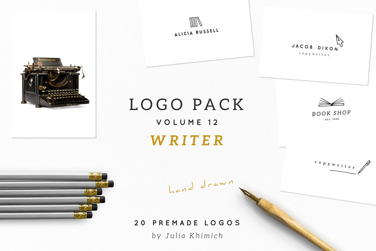 Logo Pack Volume 12. Writer, a Branding & Logo Template by Mint Air Studio (Photo 1 of 21)