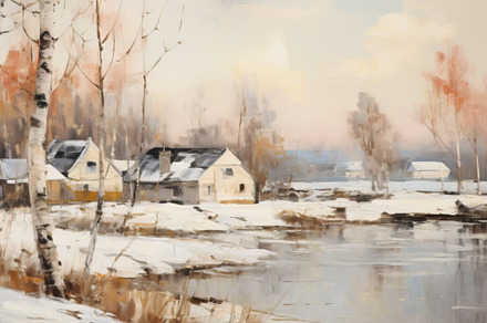 Peaceful Winter Landscape with Birch Trees and Snowy Path, an Abstract Photo by Natalia Klenova's Shop