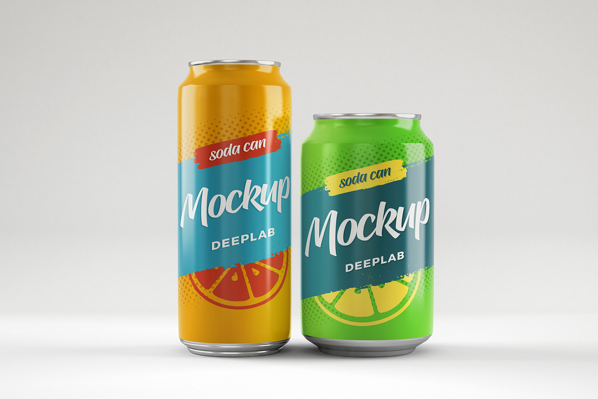 Soda Can Mockup Set, a Packaging Mockup by Deeplab (Photo 15 of 17)