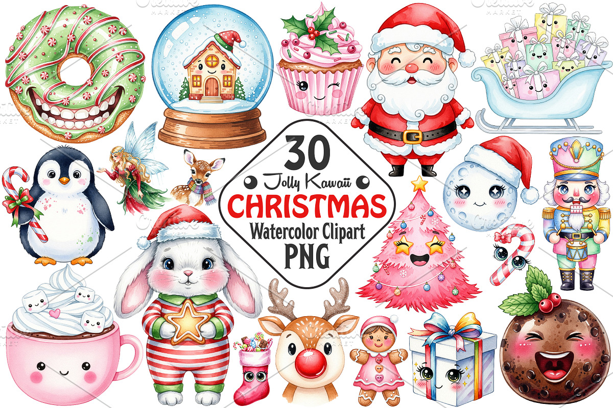 Jolly Kawaii Christmas Cute Holiday, an Illustration by RobertsArt (Photo 1 of 7)
