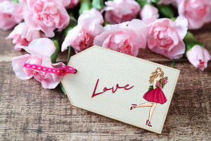 Valentine Girls 6 Fashion Clipart