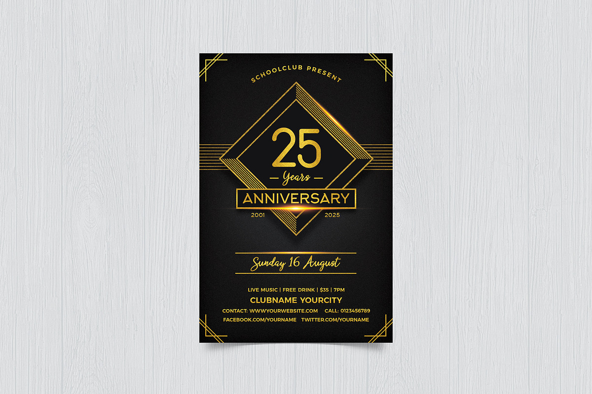 Anniversary Party Flyer, a Print Template by DesignWorkz