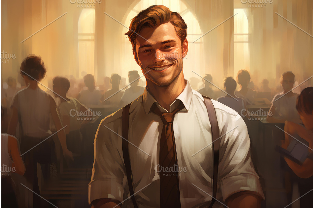 Approachable Smiling male teacher in, an Education Illustration by Ylivdesign