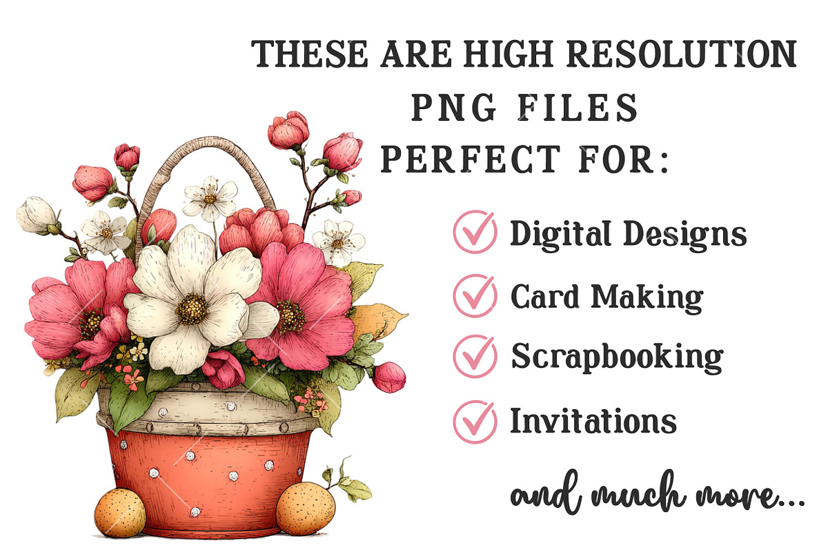 Whimsical Flower Basket Clipart, an Illustration by OK Design (Photo 4 of 6)