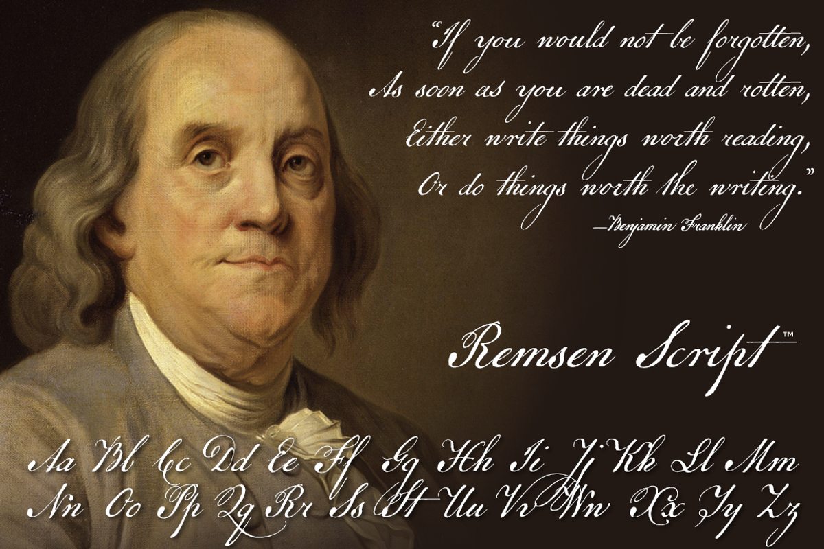 Remsen Script, a fine old pen font preview 5
