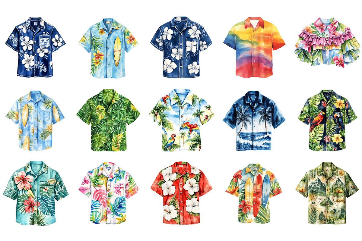 Hawaiian Summer Shirt Clipart, a Seasonal Illustration by DreamArtGraphic (Photo 2 of 4)