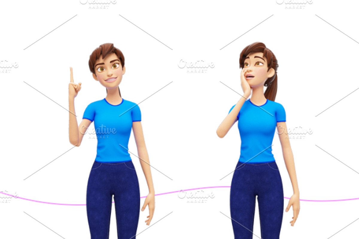 Jenny Cartoon 3D Character Promo Set, a Person Illustration by Oleg Ribar (Photo 17 of 26)