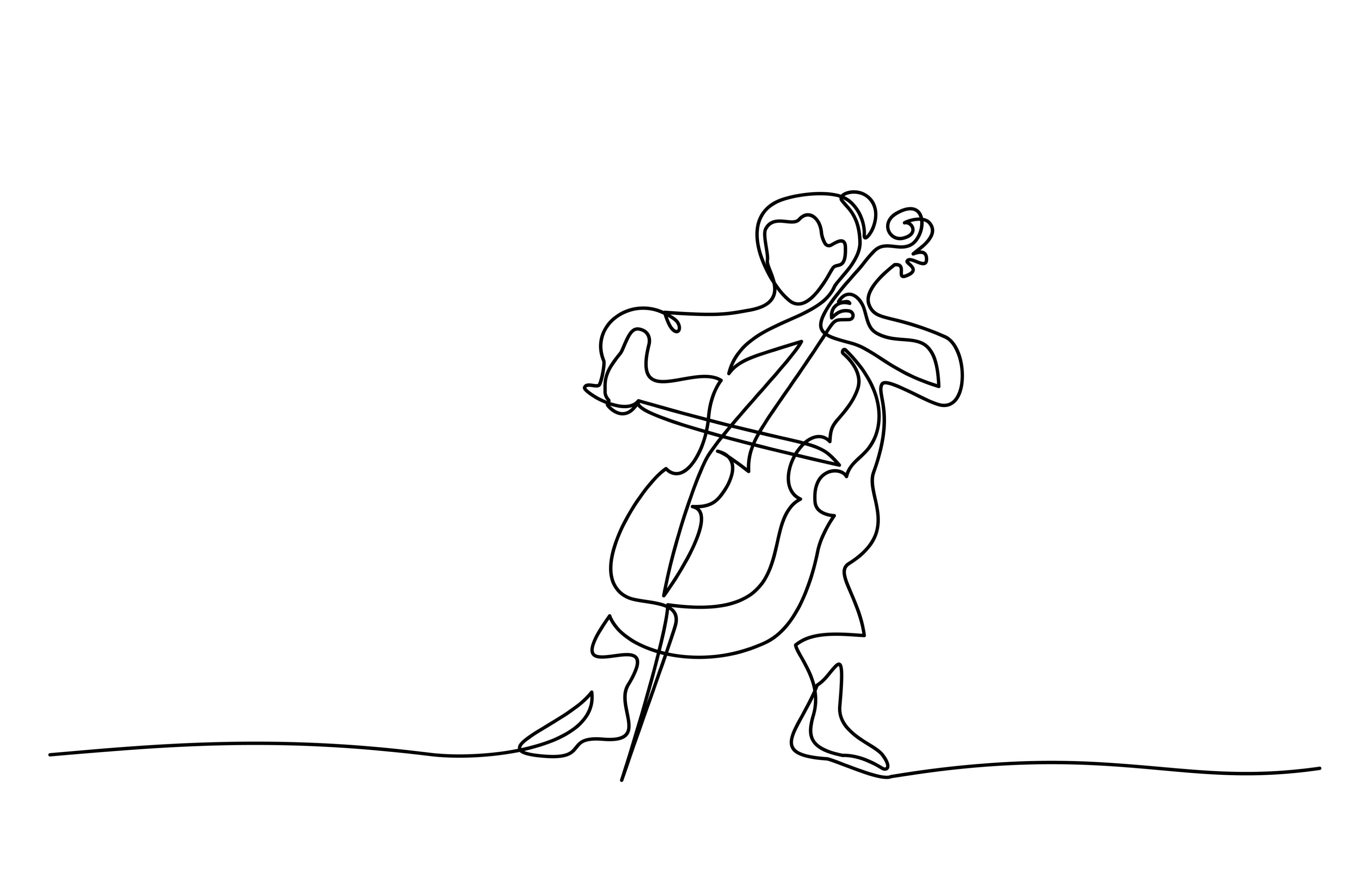 Musician Playing Cello Continuous by Valenty | Creative Market
