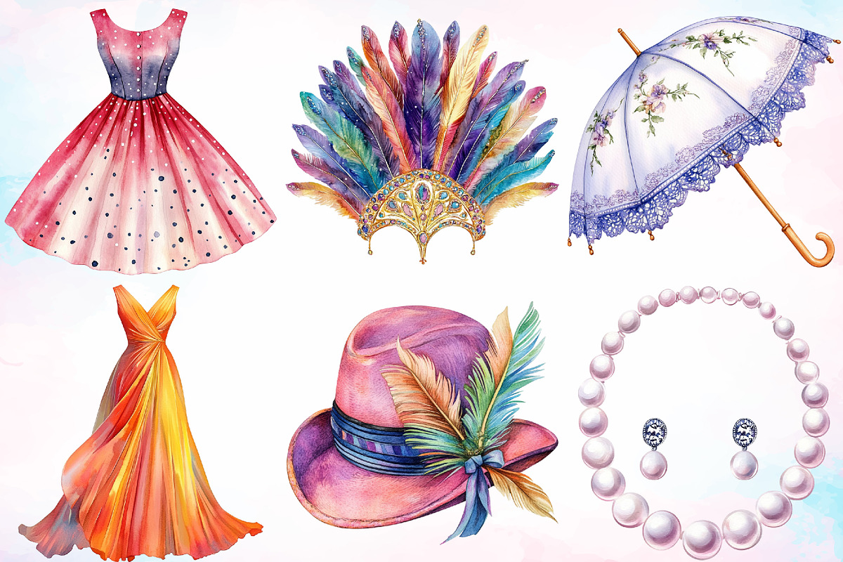 Vintage Fashion Women's Clipart PNG, a Seasonal Illustration by Canvas Craft (Photo 2 of 3)