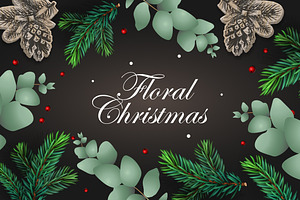 Floral Christmas Vector Set