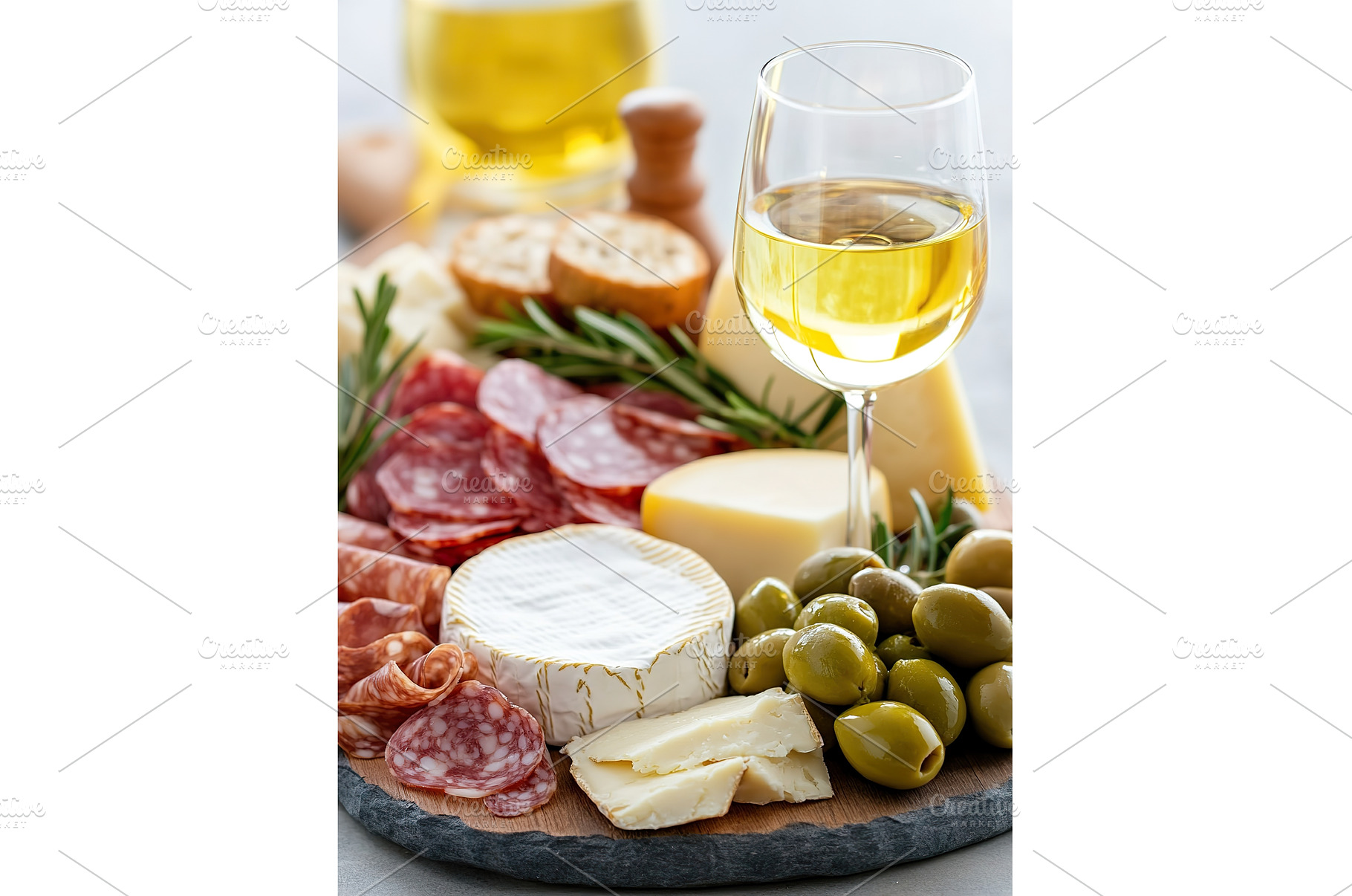 Gourmet cheese platter with wine, a Food & Drink Photo by Lermont51