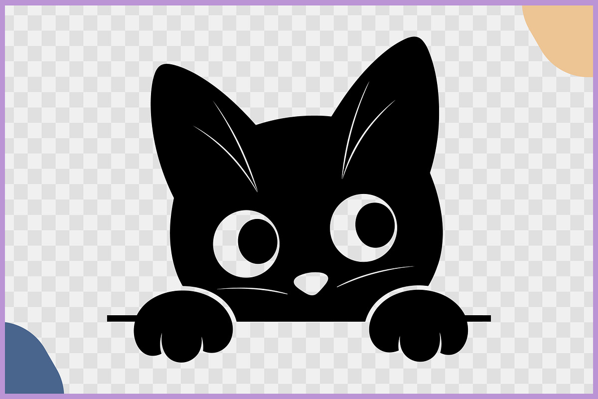 Funny Black Cat Peeking Silhouette, an Animal Illustration by Gfx Expert Team (Photo 2 of 3)