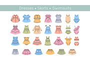 Baby Clothes Line Icons Color Fill, an Outline Icon by Vectorikart (Thumbnail 2 of 6)