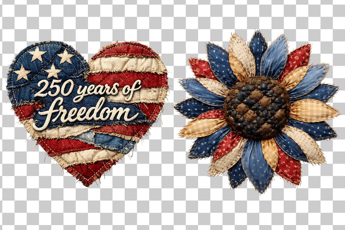 Patchwork 4th July 250 Years PNG, a Decorative Illustration by Nicolle's Colorful Art (Photo 3 of 4)