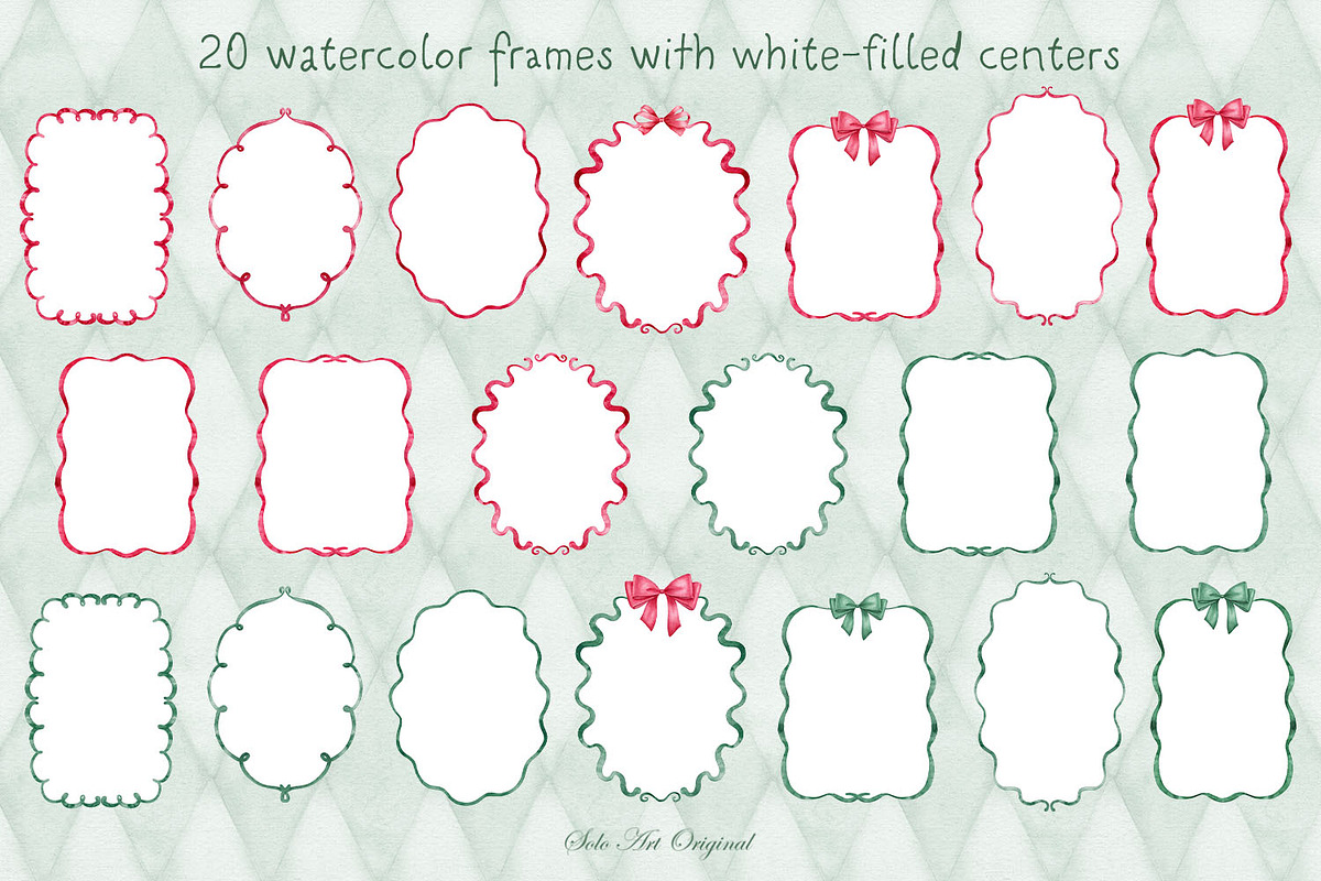 Christmas Watercolor Frames Cards, an Object Graphic by Solo Art Original (Photo 4 of 12)