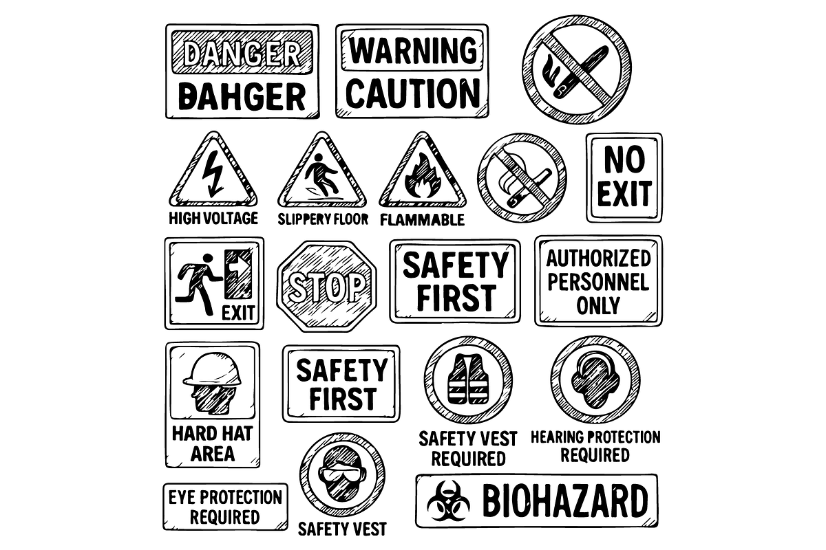 Safety Signs and Warning Symbols, an Object Graphic by nikagraphic (Photo 2 of 3)