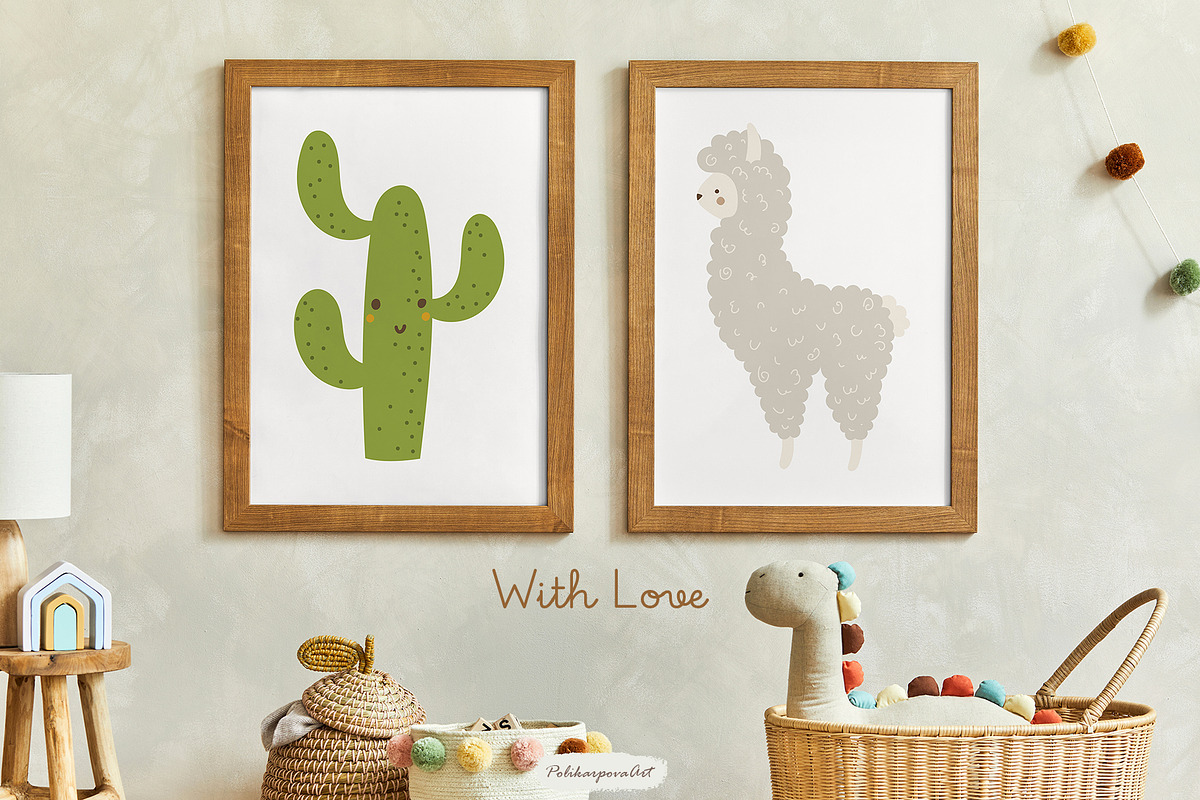 Llamas & Cactus clipart and patterns, an Animal Illustration by polikarpovaart (Photo 11 of 11)