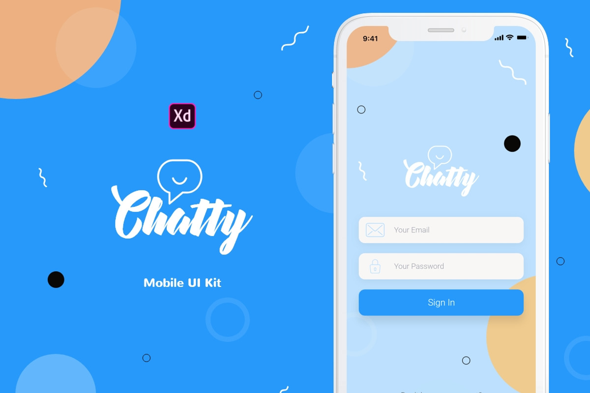 Chatty Mobile UI Kit, an UI Kit Template by Web Donut (Photo 1 of 7)