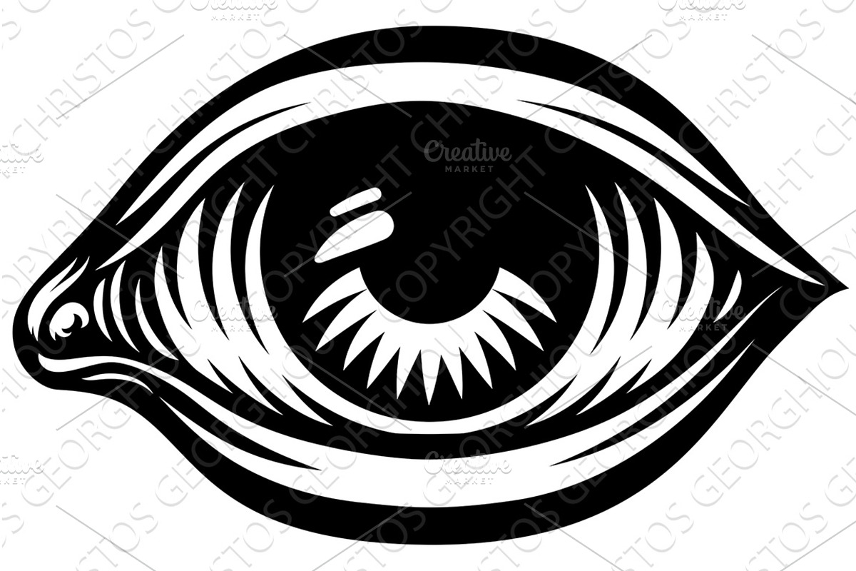 Eye Black and White Senses Woodcut, an Object Illustration by Christos Georghiou