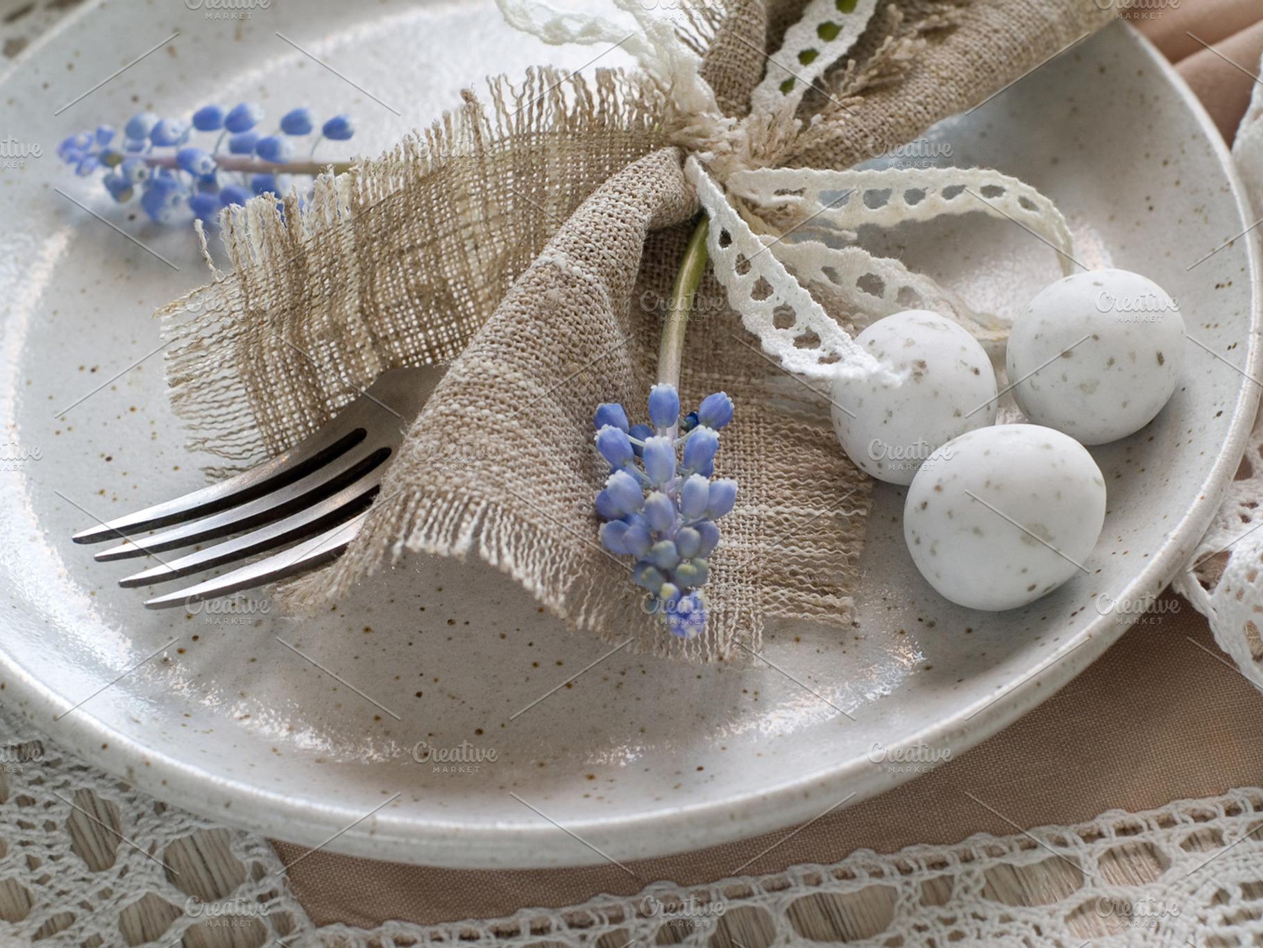 Easter table setting stock photograph