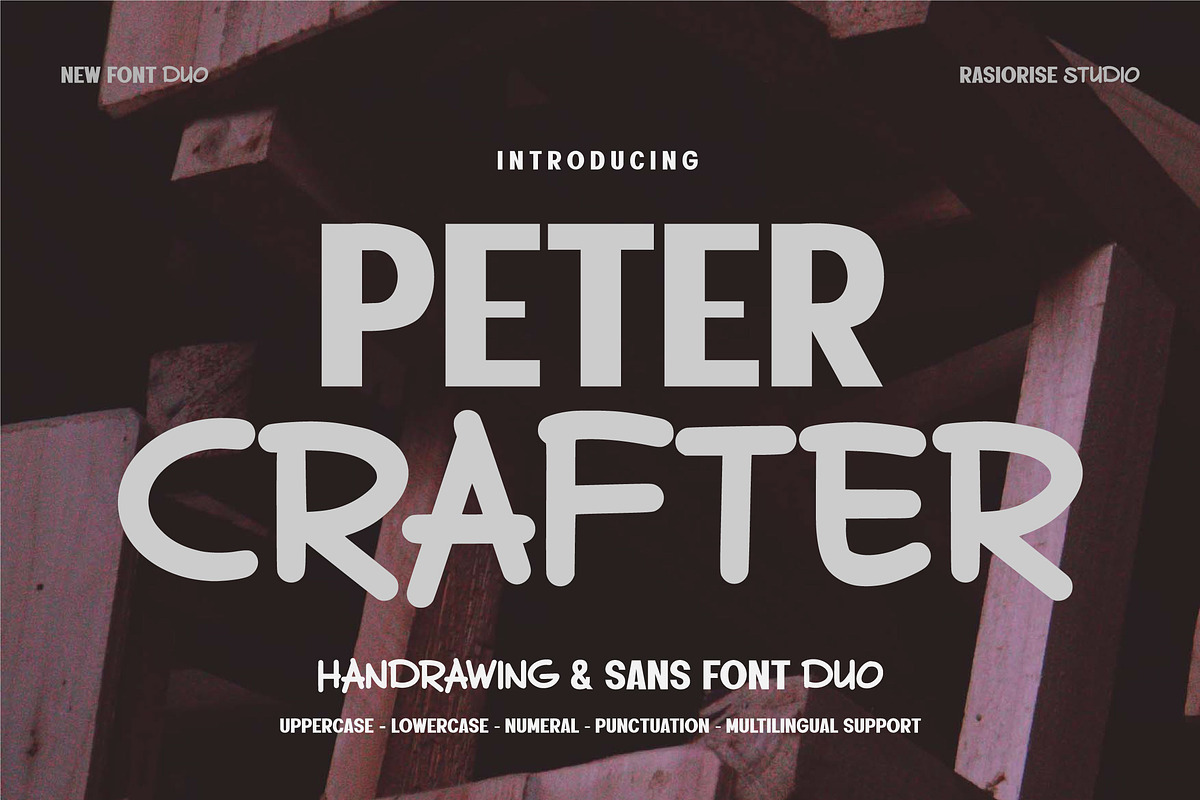Peter Crafter a Font Duo, a Sans Serif Font by Rasiorise Studio (Photo 1 of 12)