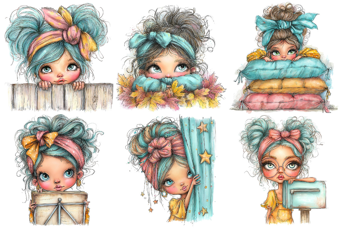 Whimsical Quirky Girl Peeking, an Illustration by Pixels.Craft (Photo 3 of 5)