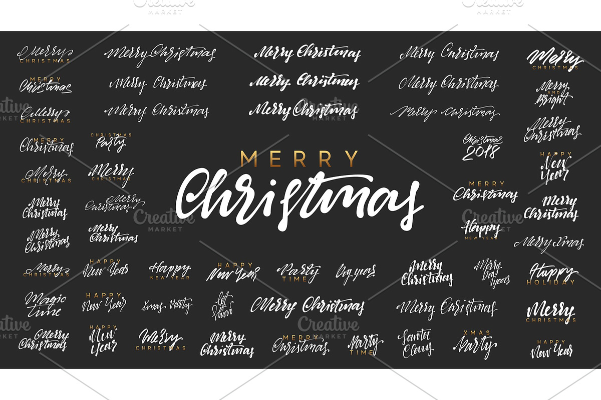 Merry Christmas and Happy New Year, white text calligraphy, a Decorative Illustration by Modern vector