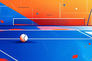 Colorful tennis court with ball, a Photo by Beautiful things