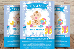 Floral Baby Shower Invitation Card