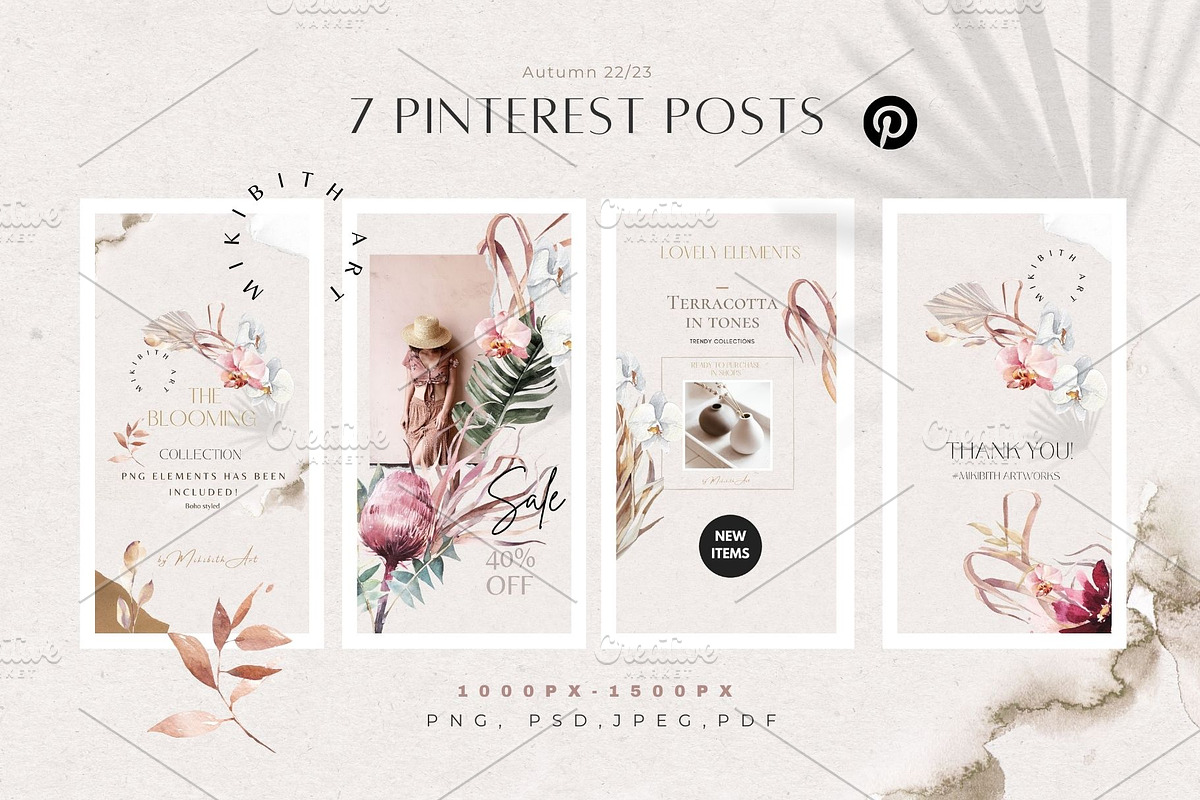 BOHO STYLED TEMPLATES CANVA, a Presentation Template by Alisa Mikibith Art (Photo 4 of 9)