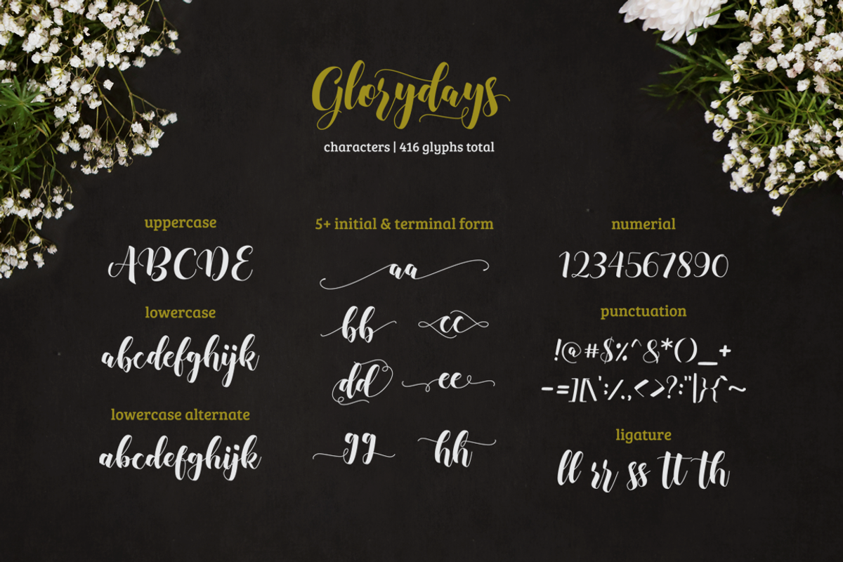 Glorydays Cursive Font preview 6