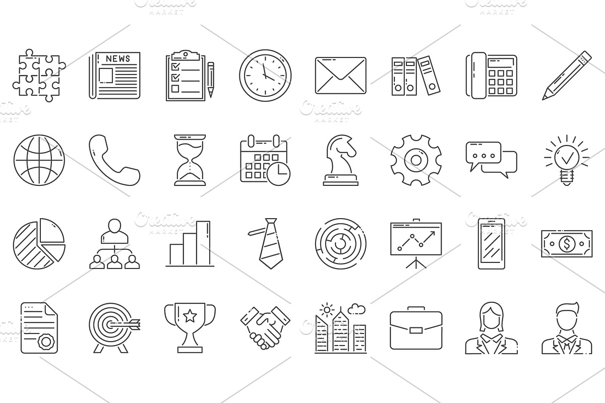 Business Icons Set, an Outline Icon by Oleksii