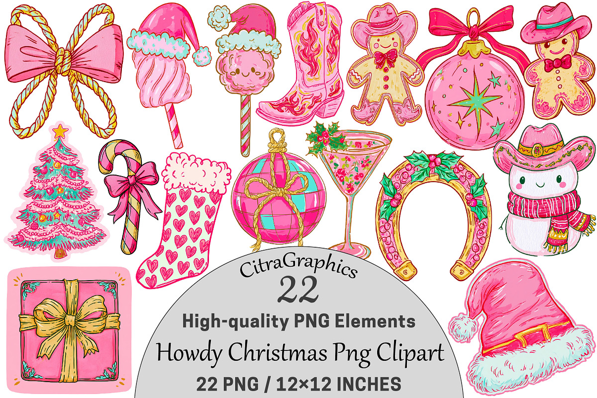 Howdy Christmas PNG Clipart Bundle, a Seasonal Illustration by CitraGraphics (Photo 1 of 5)