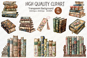 Watercolor Vintage Library Clipart, an Illustration by Maysa Art (Thumbnail 3 of 6)