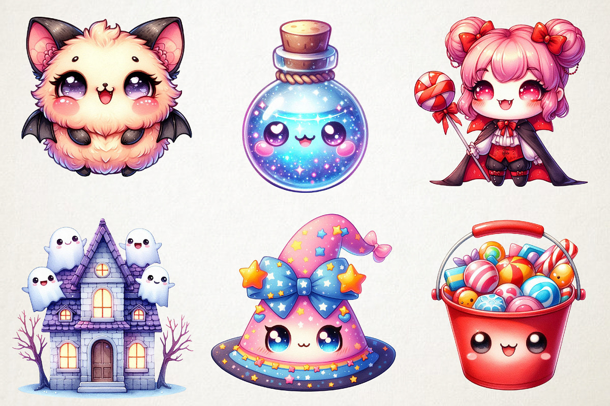 Kawaii Spooky Halloween Clipart, an Illustration by RobertsArt (Photo 4 of 7)