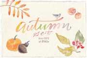 Cozy Autumn Watercolor Clipart, a Seasonal Illustration by byJuliaKors (Thumbnail 1 of 3)