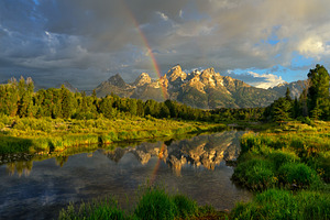 Mountain Rainbow Reflection