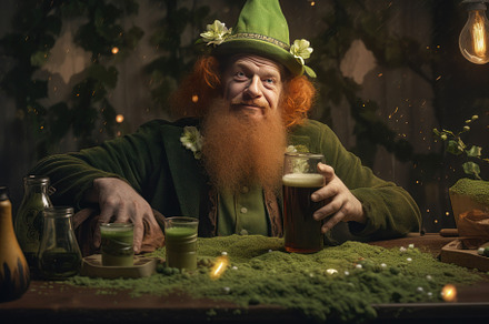 st patrick's day elf drinking beer., a Person Photo by Pictures for you!!!!!!!!!