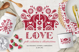 Folk Valentines Clipart