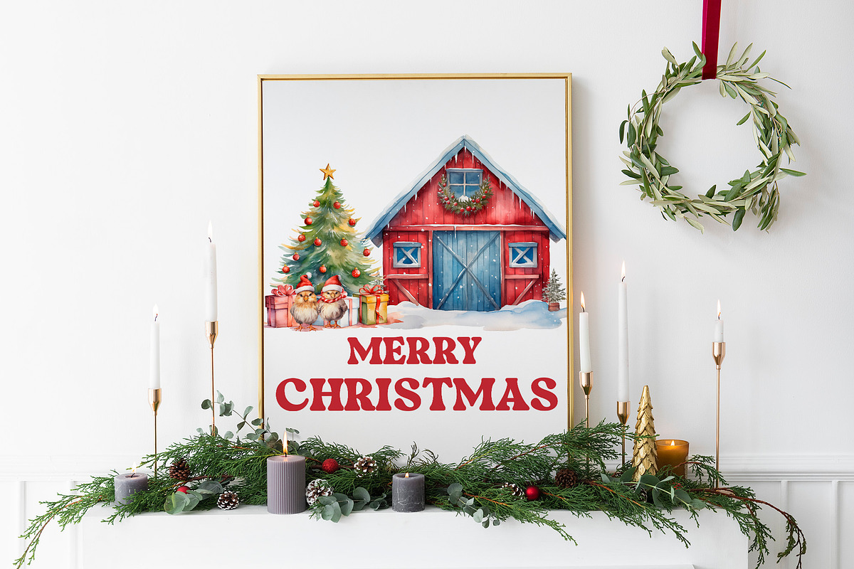 Christmas Chicken Watercolor Clipart, an Animal Illustration by ArtIrisArt (Photo 6 of 6)