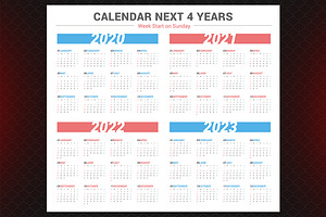 Calendar For Next 4 Years 2020-2023