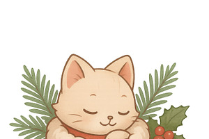 Christmas cat in red stocking with h, an Illustration by Dvoevnore photos