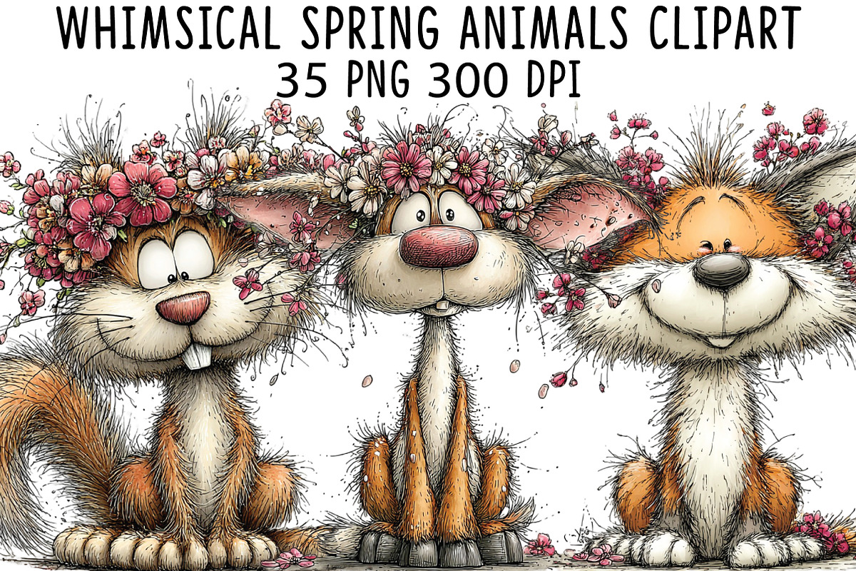 Whimsical Spring Animals Clipart, an Illustration by CraftArtStudio (Photo 1 of 6)