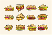 Sandwich Doodles & Food Clipart, a Food Illustration by Oktyabr (Thumbnail 2 of 5)
