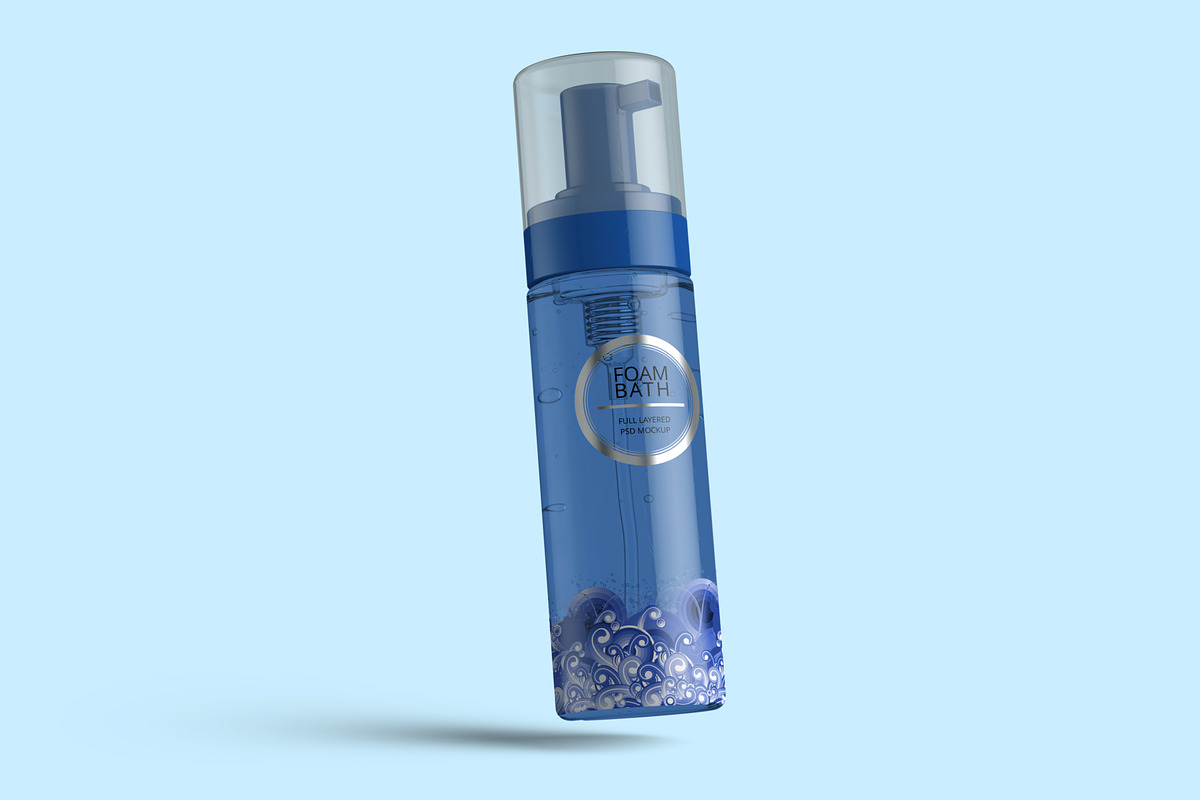 Foaming Cosmetic Bottle Mockup, a Cups & Container Mockup by Digitalphaser (Photo 3 of 6)