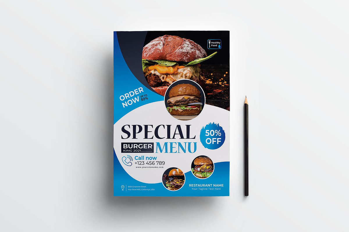 Special Burger Menu Template, a Flyer Template by obayes (Photo 3 of 4)