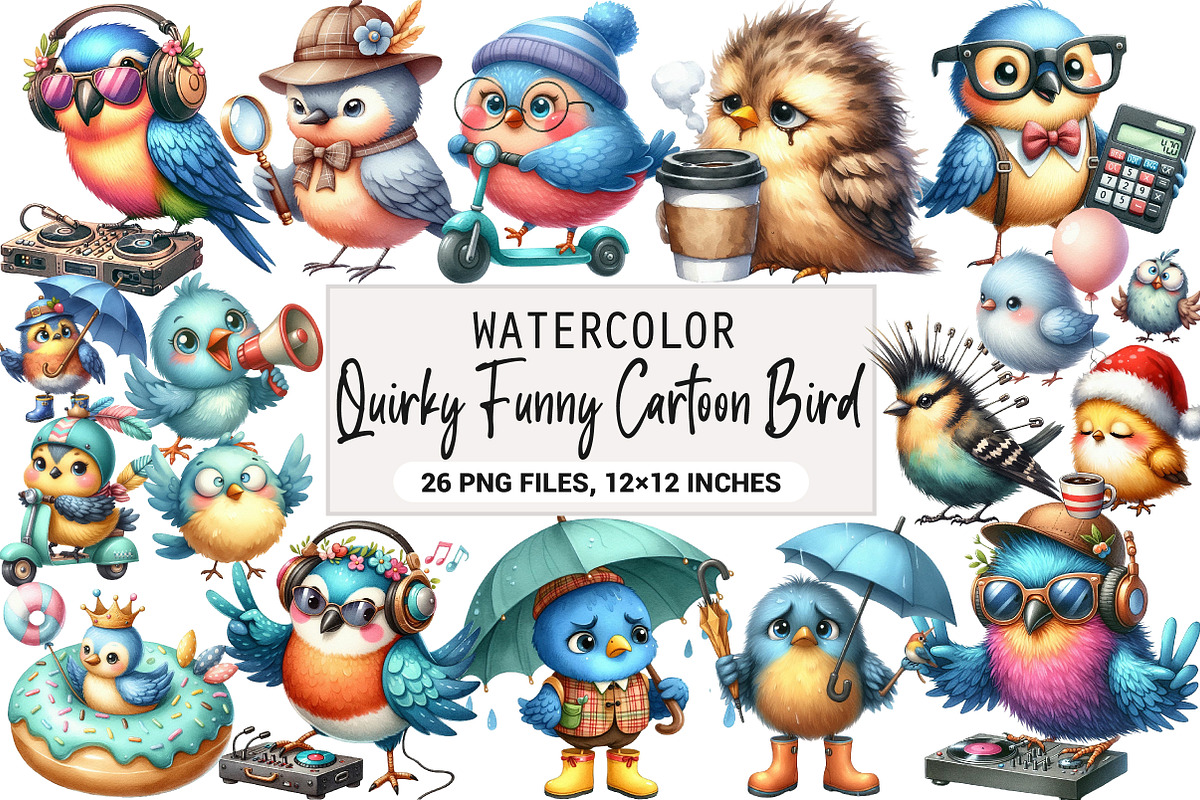 Quirky Funny Cartoon Bird Clipart, an Illustration by DreamArtGraphic (Photo 1 of 4)