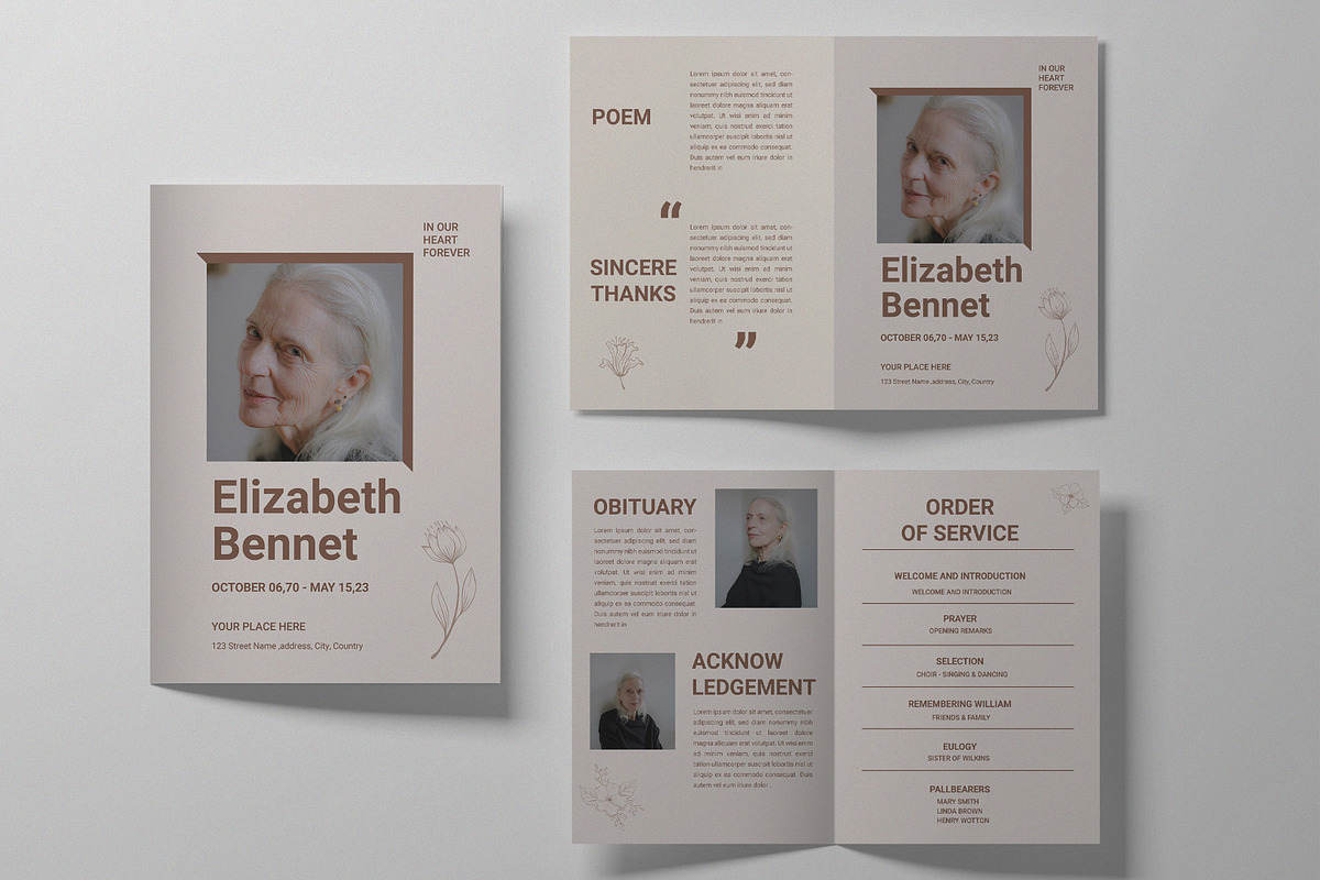 Simple Funeral Program Template, a Stationery Template by MightyDesign (Photo 1 of 6)