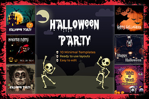 Halloween Party Instagram Banners, a Social Media Template by Nisha Droch