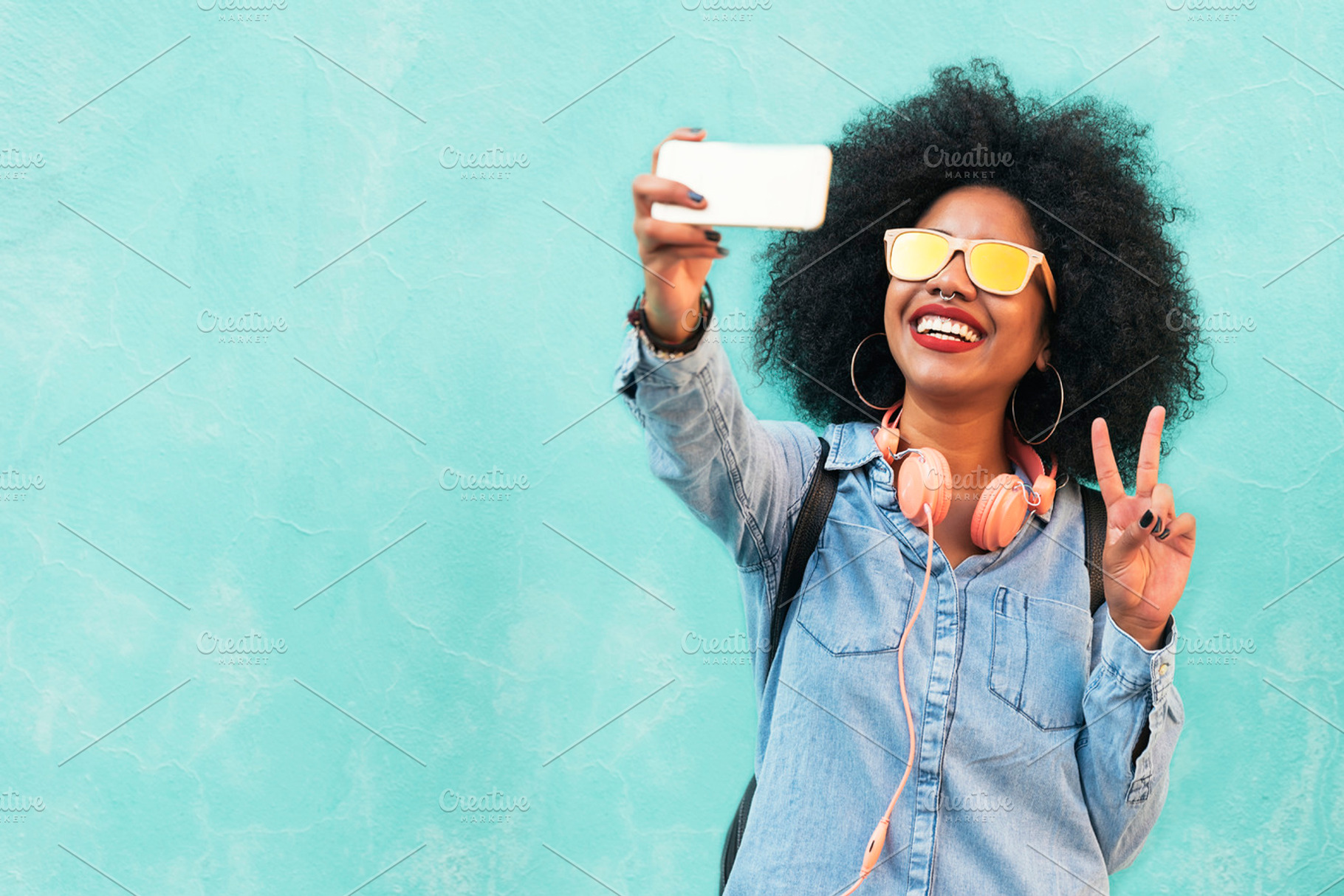 Self portrait of young afro woman stock photo containing woman and black, a Person Photo by nunezimage